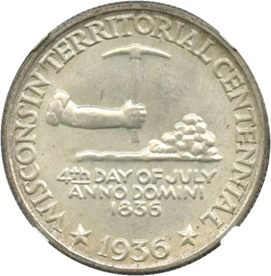 image for: 1936 Wisconsin 50c NGC MS67
