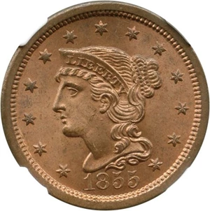 image for: 1855 1c NGC MS65 RD (Upright 55)