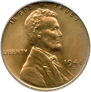 image for: 1941-D 1c PCGS MS67 RD