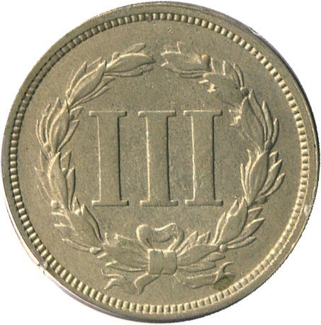 image for: Pattern: 1869 3cN PCGS AU55 (Judd-676)