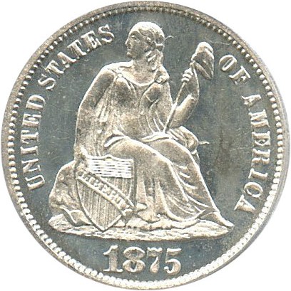 image for: 1875 10c PCGS/CAC Proof 65 Cameo