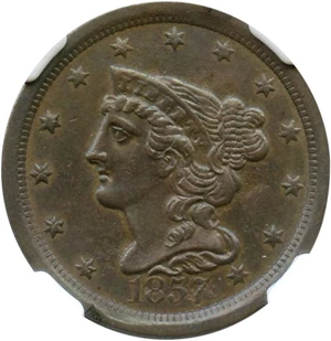 image for: 1857 1/2c NGC AU Details (Improperly Cleaned)