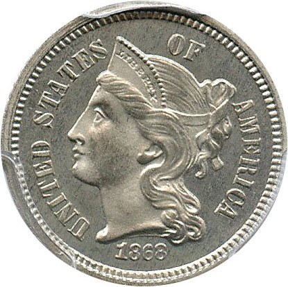 image for: 1868 3cN PCGS/CAC Proof 65