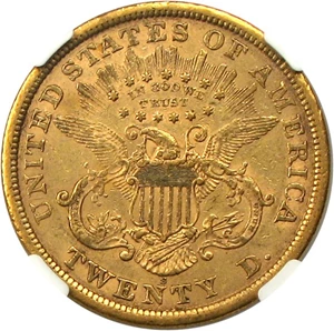 image for: 1866-S $20 NGC/CAC XF45 (Motto)