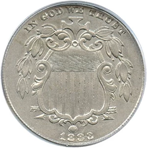 image for: 1883/2 5c PCGS/CAC AU53 (Shield)