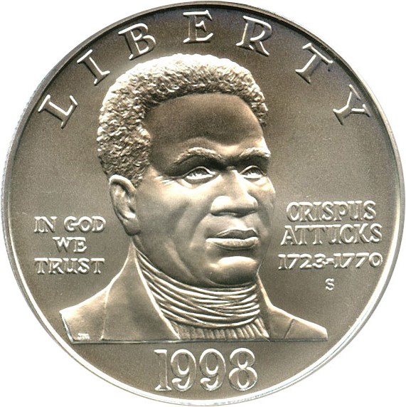 image for: 1998-S $1 PCGS MS69 (Black Patriots/Crispus Attucks)