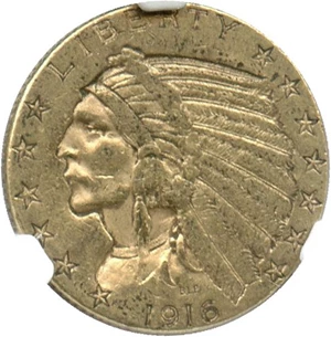 image for: 1916-S $5 NGC AU50