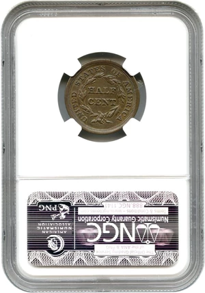 image for: 1857 1/2c NGC AU Details (Improperly Cleaned)