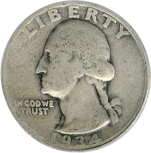 image for: 1934 25c PCGS AG-3 (Doubled Die Obverse)