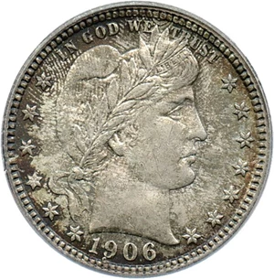 image for: 1906 25c PCGS/CAC MS65 * Color *