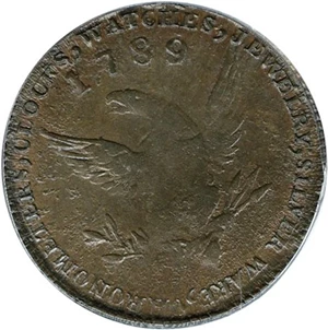image for: 1789 Mott Token PCGS/CAC MS64 (Thick Planchet, Plain Edge)