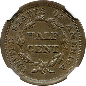 image for: 1857 1/2c NGC AU Details (Improperly Cleaned)