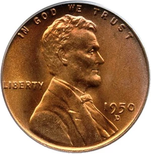 image for: 1950-D 1c PCGS MS67 RD