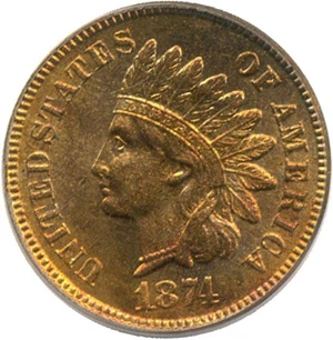 image for: 1874 1c PCGS MS64 RD