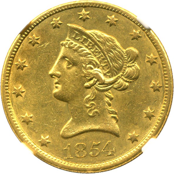 image for: 1854-O $10 NGC AU55 (Small Date)