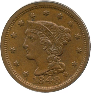 image for: 1848 1c PCGS MS63 BN