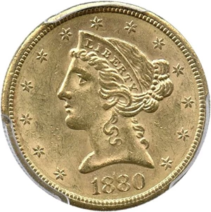 image for: 1880-S $5 PCGS MS62