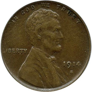 image for: 1914-S 1c PCGS XF45