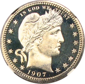 image for: 1907 25c NGC Proof 67 Cameo