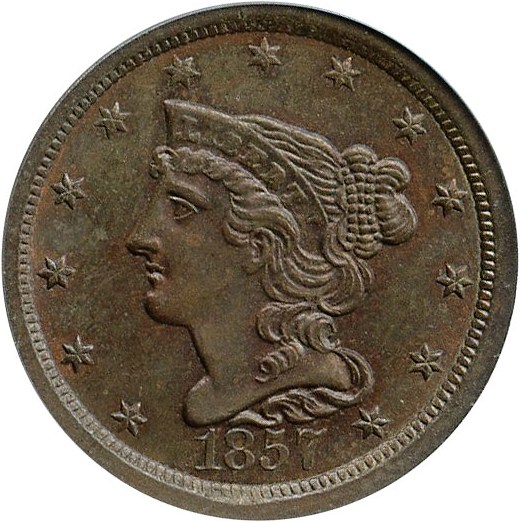 image for: 1857 1/2c PCGS MS64 BN