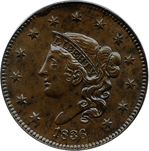 image for: 1836 1c PCGS MS63 BN