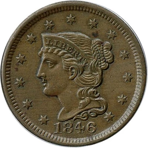image for: 1846 1c PCGS MS62 BN (Small Date)
