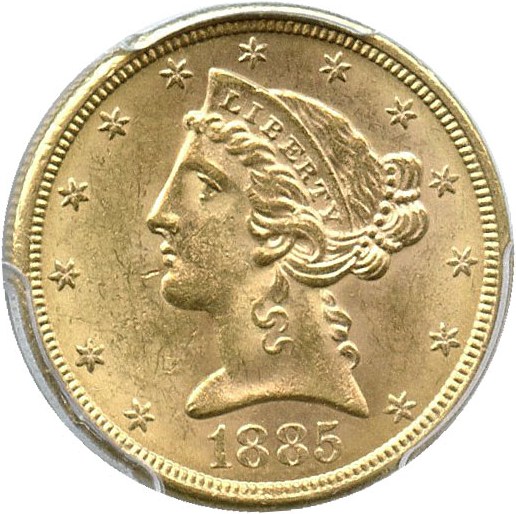 image for: 1885-S $5 PCGS MS62