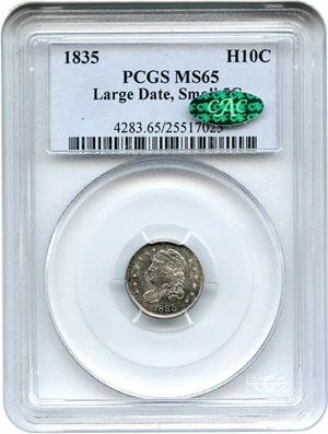 image for: 1835 H10c PCGS/CAC MS65 (Large Date, Small)