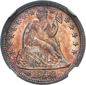 image for: 1848 10c NGC MS63