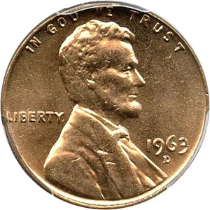image for: 1963-D 1c PCGS MS65 RD