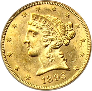 image for: 1893-CC $5 PCGS/CAC MS62