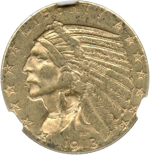 image for: 1913-S $5 NGC/CAC AU55