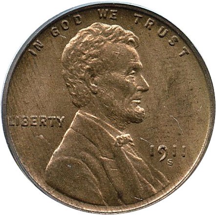 image for: 1911-S 1c PCGS/CAC MS64 RB