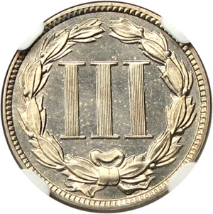 image for: 1887/6 3cN NGC Proof 64 Cameo