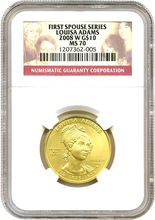 image for: 2008-W $10 NGC MS70 (Louisa Adams)