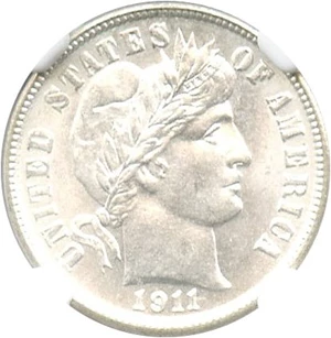 image for: 1911-D 10c NGC MS64