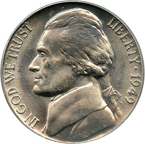 image for: 1949-D 5c PCGS MS66