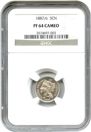image for: 1887/6 3cN NGC Proof 64 Cameo