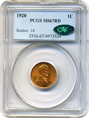 image for: 1920 1c PCGS/CAC MS67 RD - Tied for Finest Known