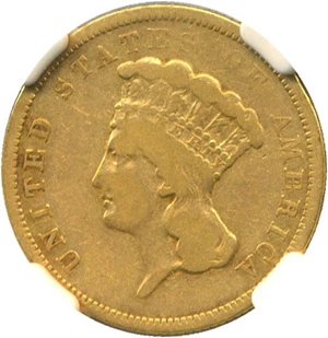 image for: 1854-O $3 NGC/CAC VG-8