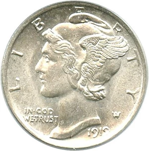 image for: 1919-D 10c PCGS/CAC MS63 FB OGH