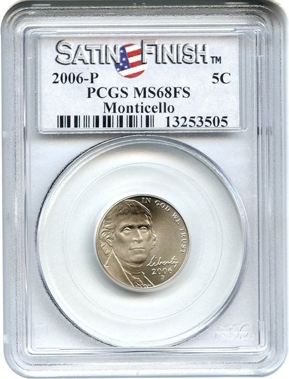 image for: 2006-P 5c PCGS MS68 FS (Satin Finish, Monticello)