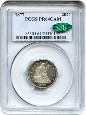 image for: 1877 20c PCGS/CAC Proof 64 Cameo * Color *