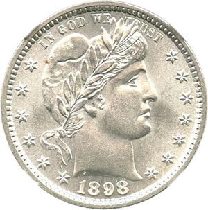 image for: 1898 25c NGC MS63