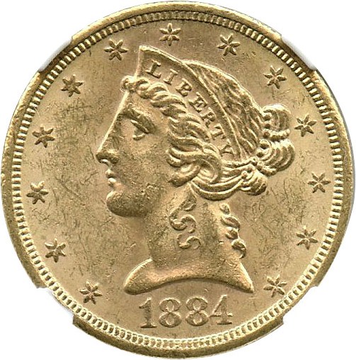 image for: 1884-S $5 NGC MS63
