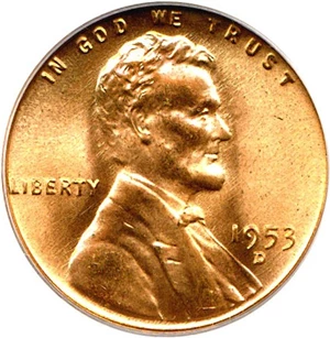 image for: 1953-D 1c PCGS MS67 RD
