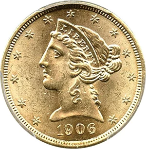 image for: 1906-S $5 PCGS MS63