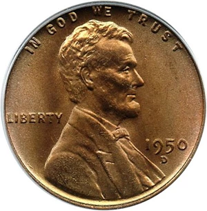 image for: 1950-D 1c PCGS MS67 RD