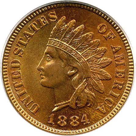 image for: 1884 1c PCGS MS65 RD