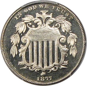 image for: 1877 5c PCGS/CAC Proof 65 Cameo